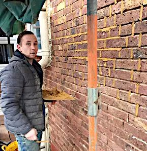 Bricklayer at work